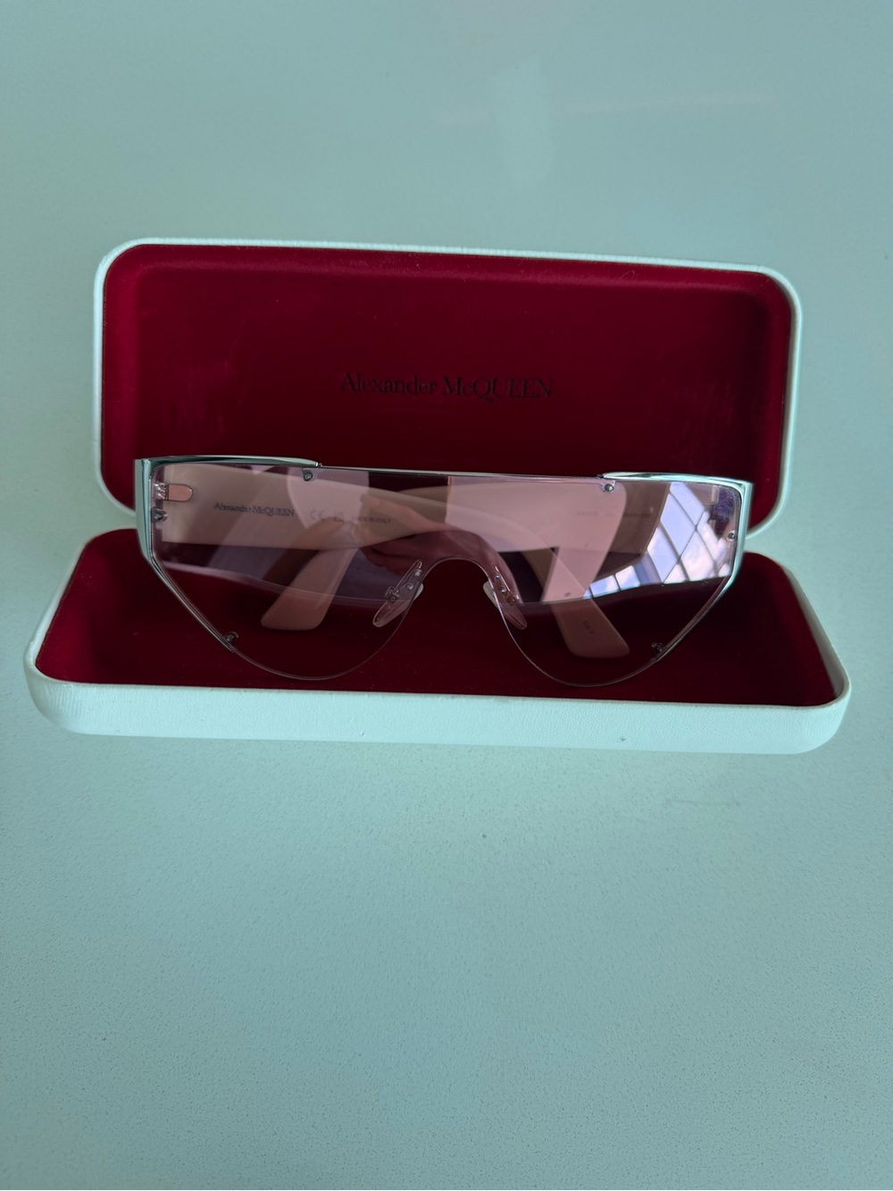 Alexander McQueen Pink Shield Visor Sunglasses